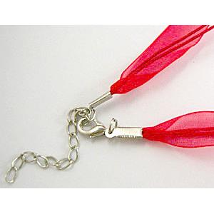 Waxed Necklace Cord, Ribbon, lobster clasp, Red