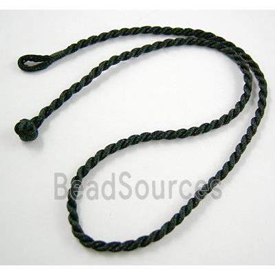 Black, Rattail Nylon, Sennit Necklace Cord