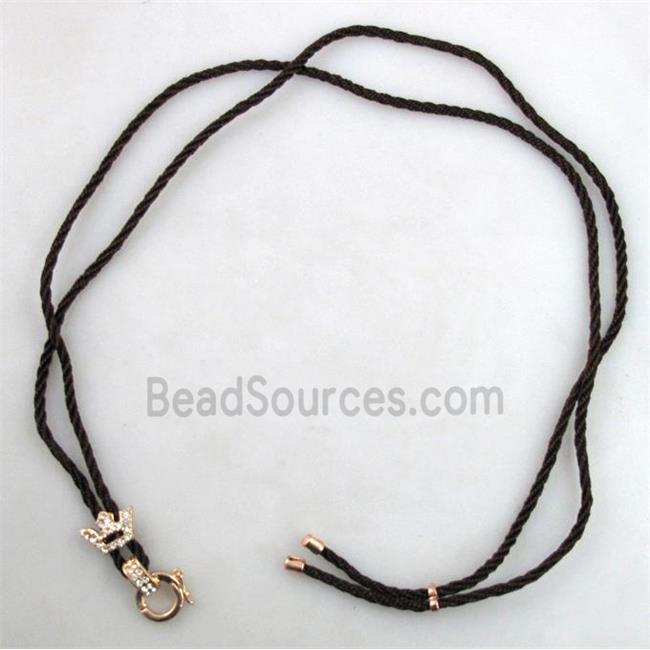 Necklace Cord, Rattail Nylon, alloy clasp with rhinestone