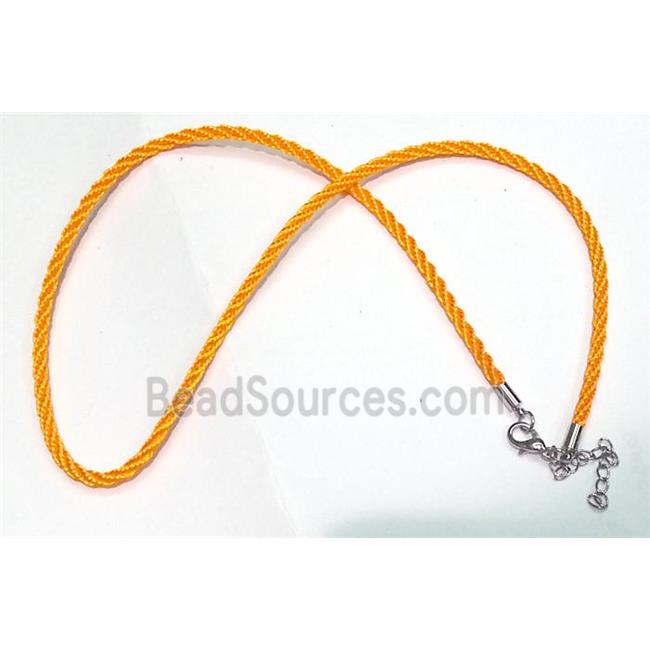 Rattail Nylon, Sennit Necklace Cord, copper connector, orange