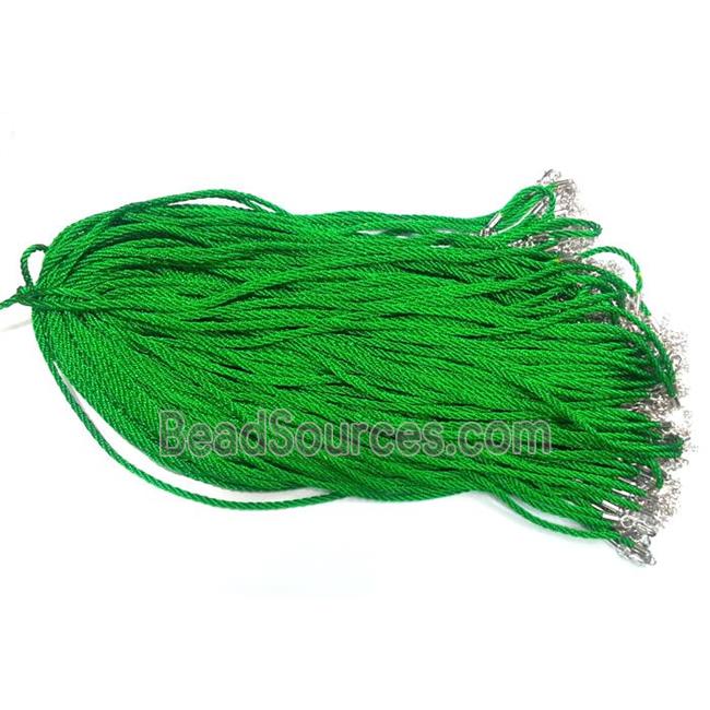 Rattail Nylon, Sennit Necklace Cord, copper connector, green