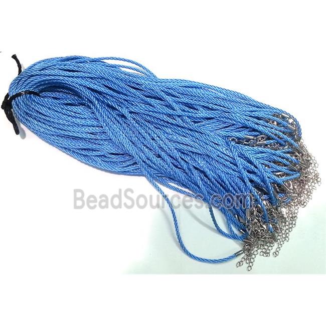 Rattail Nylon, Sennit Necklace Cord, copper connector, blue