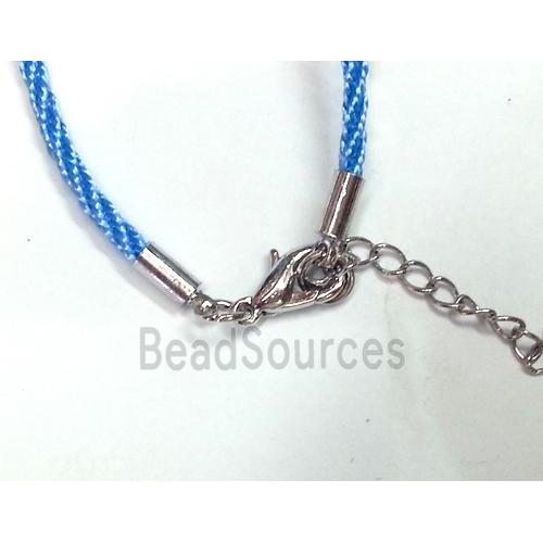 Rattail Nylon, Sennit Necklace Cord, copper connector, blue