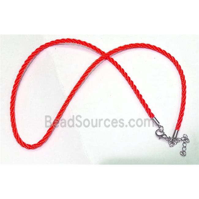 Rattail Nylon, Sennit Necklace Cord, copper connector, red