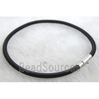 silk-braiding Rubber bracelet, magnetic clasp, black