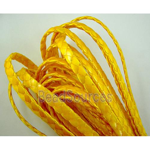 Braided Flat Waxed Cord, Yellow, Grade-A