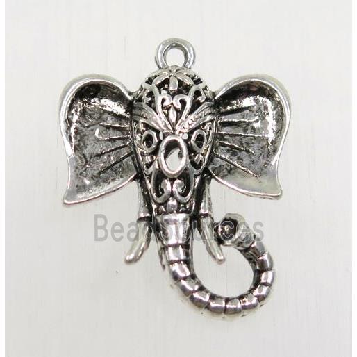 tibetan silver elephant pendant, non-nickel