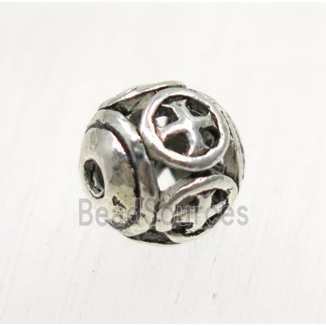 tibetan silver round alloy beads, non-nickel