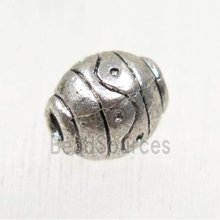 tibetan silver alloy beads, barrel, non-nickel