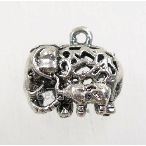 tibetan silver elephant pendant, non-nickel