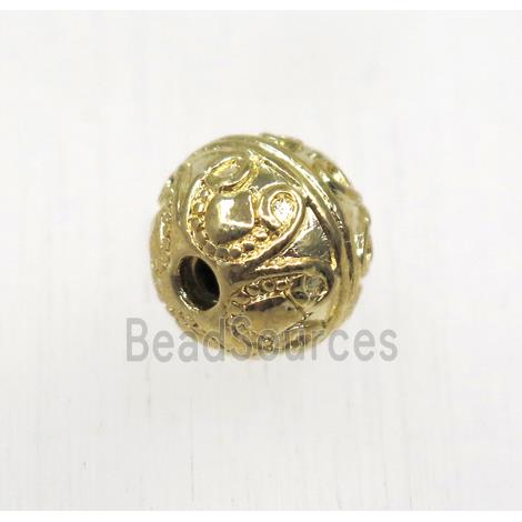 tibetan silver alloy beads, non-nickel, gold plated