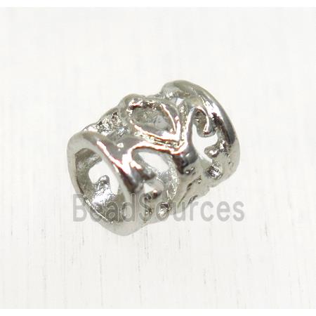 tibetan silver alloy tube beads, non-nickel, silver plated