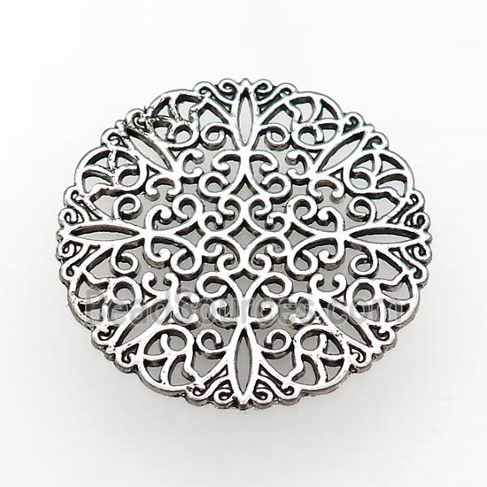 Tibetan Style Zinc Pendant Circle Filigree Antique Silver