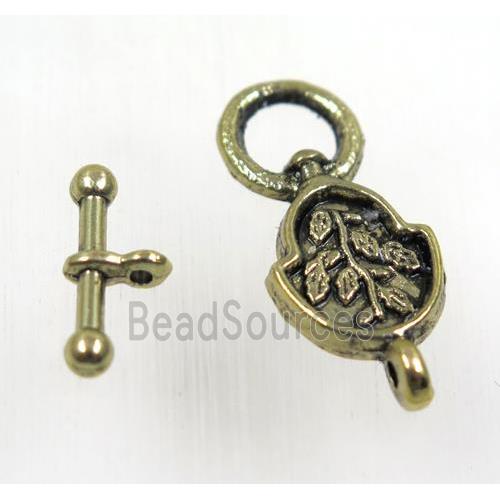 tibetan silver toggle clasp, non-nickel, antique gold