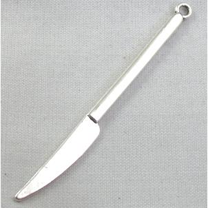 Dessert Knife, Tibetan Silver pendants, Non-Nickel, zinc alloy