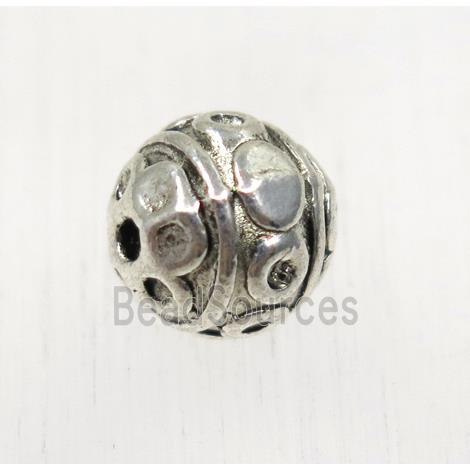 round tibetan silver zinc beads, non-nickel