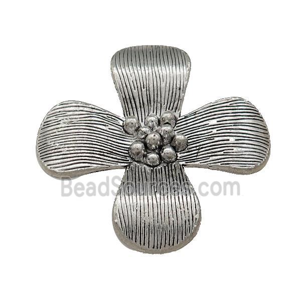 Tibetan Style Zinc Flower Pendant Antique Silver