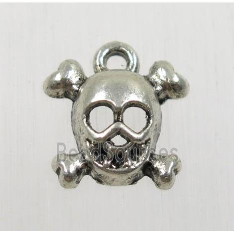 tibetan silver skull pendant, non-nickel