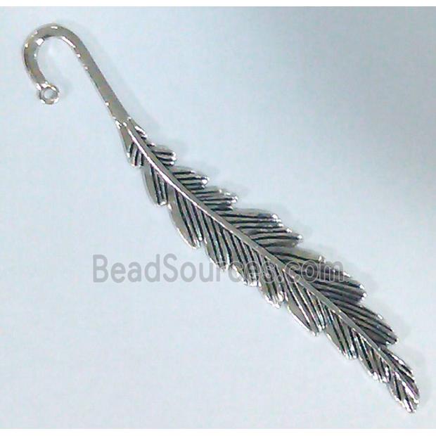 Tibetan Silver feather Bookmark, lead free and nickel free