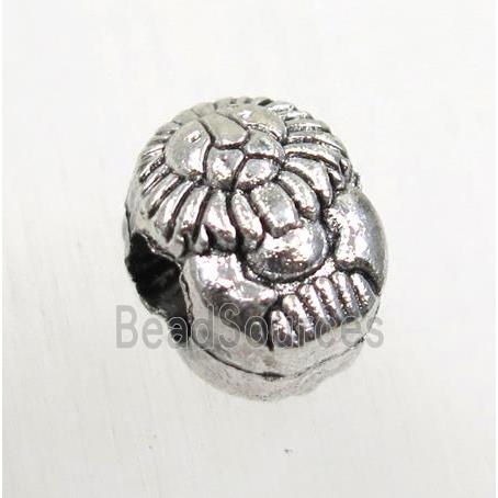 tibetan silver beads, zinc, large hole, non-nickel