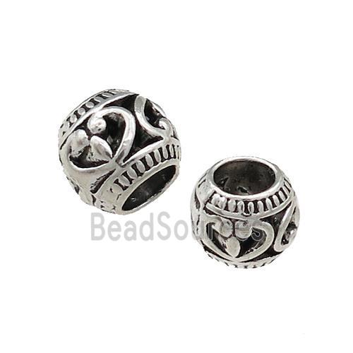 Tibetan Style Zinc Round Beads Large Hole Antique Silver