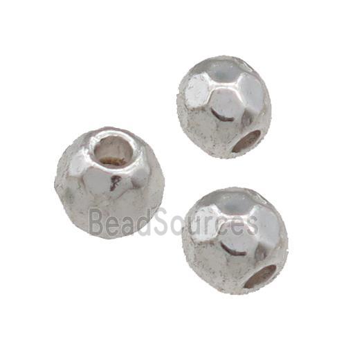 Tibetan Style Zinc Round Beads Faceted Antique Silver