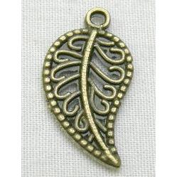 Tibetan Silver leaf pendant, lead free and nickel free, antique bronze