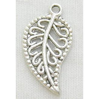 Tibetan Silver leaf pendant, lead free and nickel free