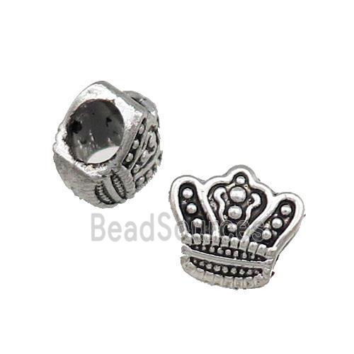 Tibetan Style Zinc Crown Beads Large Hole Antique Silver