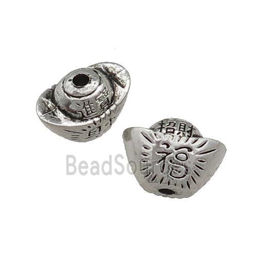 Tibetan Style Zinc Yuanbao Beads Antique Silver