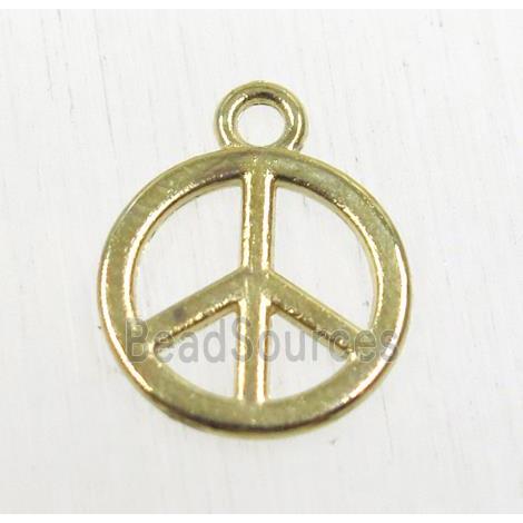 tibetan silver peace sign pendant, non-nickel, gold plated