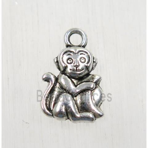 tibetan silver monkey pendant, non-nickel