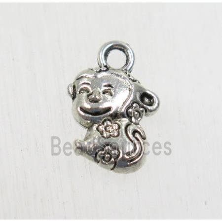 tibetan silver monkey pendant, non-nickel