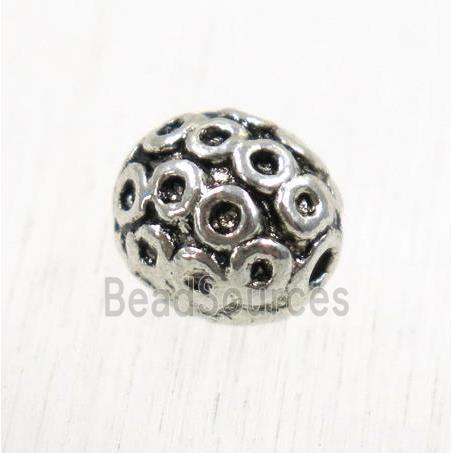 tibetan silver zinc barrel beads, non-nickel