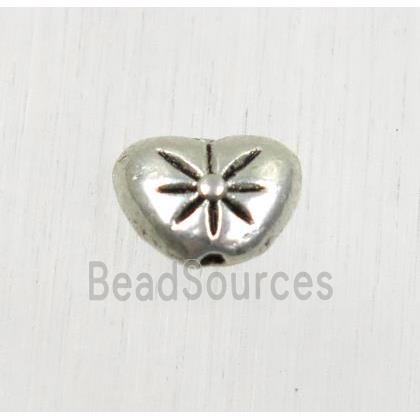 tibetan silver zinc heart beads, non-nickel