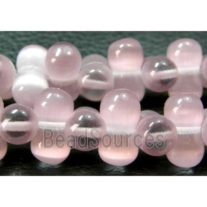 Cats eye beads, peanut, light purple