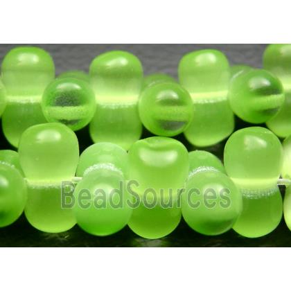 Cats eye beads, peanut, green