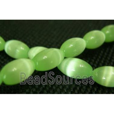 Cats eye beads, rice, green