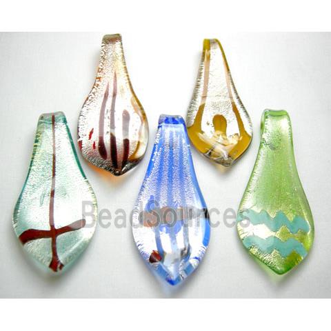 Mix Handmade Foil Glass leaf pendant