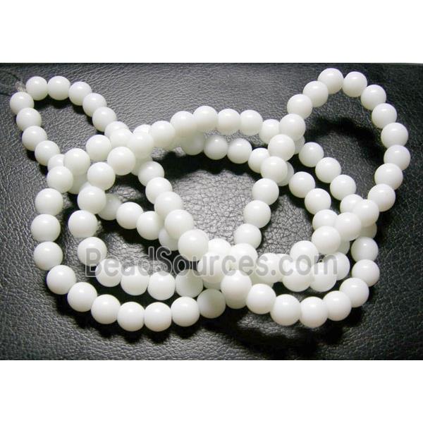 round Glass Beads, milk white