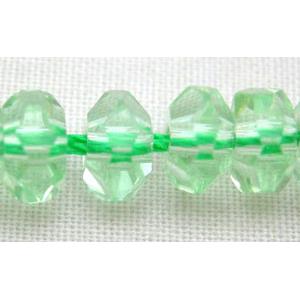 hand-faceted rondelle Glass Beads, lt.green