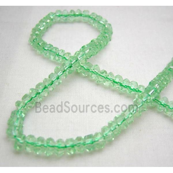 hand-faceted rondelle Glass Beads, lt.green