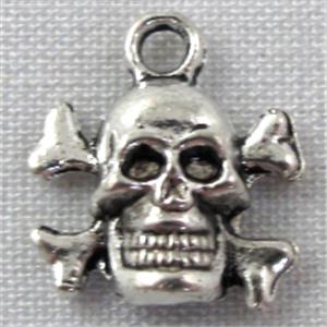 Tibetan Silver skull pendants, 13x14mm