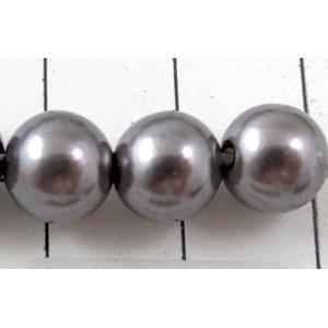 pearlized plastic beads, round, grey, 8mm dia, approx 1900pcs