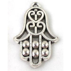 Tibetan Silver hamsahand pendants, Zn Alloy, 20x32mm