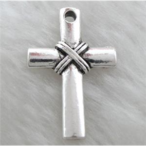 Tibetan Silver Cross pendants non-nickel, 19x29mm, 2.5mm hole