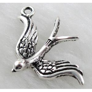 Tibetan Silver bird pendants, Lead free and nickel Free, 23x32mm