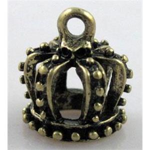 crown, tibetan silver pendant, lead free and nickel free, antique bronze, 14.5x16mm