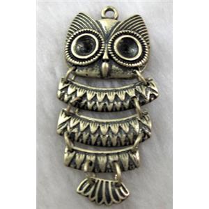 owl charm, Tibetan Silver bird pendants, antique bronze, Non-Nickel, 24x48mm