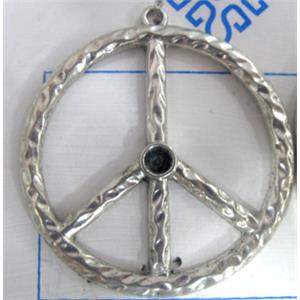 Tibetan Silver peace sign pendant, lead free and nickel free, 40x37mm